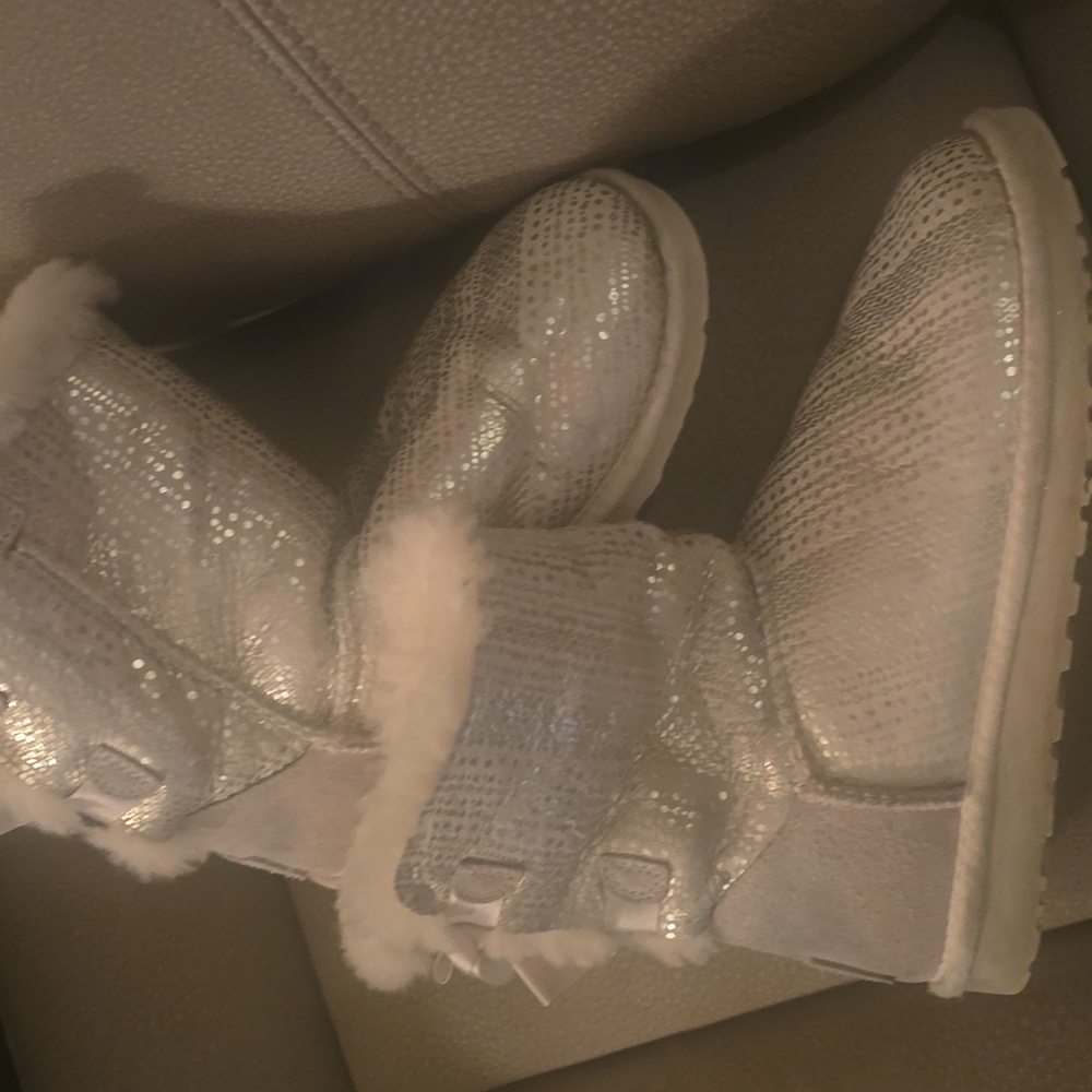 UGG Glittery Gray Fur Boots